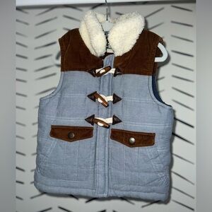 Children's Gray and Brown Vest with Cozy Collar